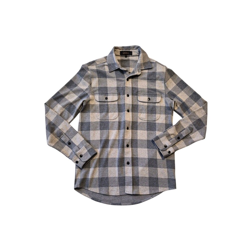 Quince Fleece Plaid Shirt Mens S Stretch Sustainable Grunge Soft Casual